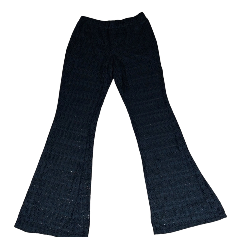 Sold Joe B by Joe Benbasset Black Crochet Wide Leg Pants Short Lining Medium